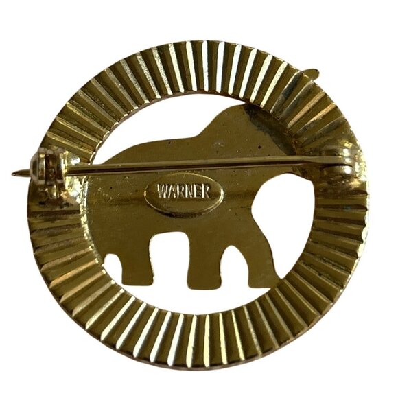 Vintage Warner Gold-Tone Elephant Brooch Pin Signed - Picture 4 of 5